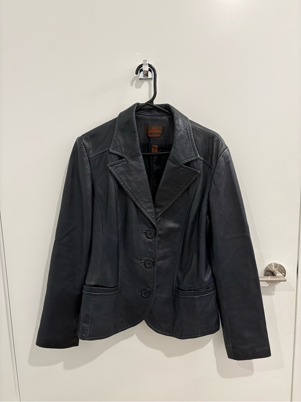 Vintage Danier Leather Loft Grey Leather Cropped Blazer Jacket